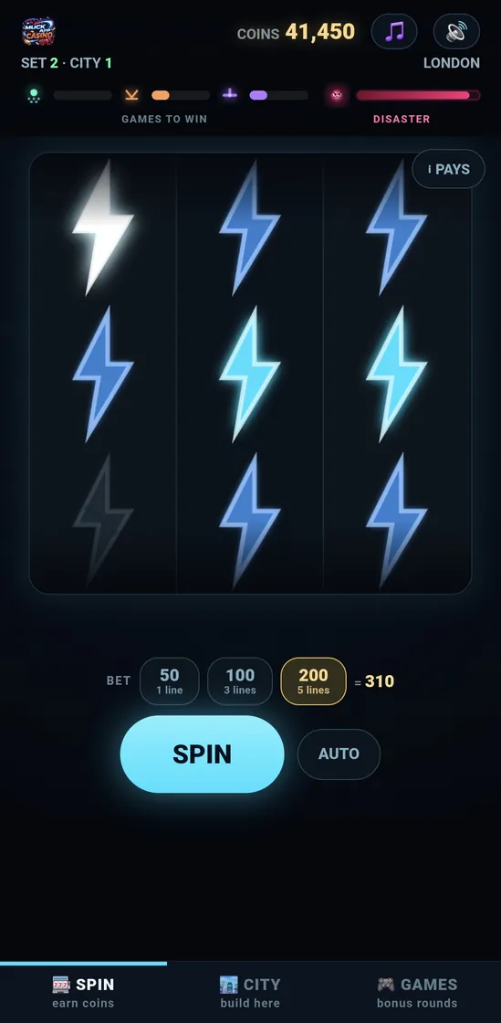 Muck App Casino · City Slots — Spin to build